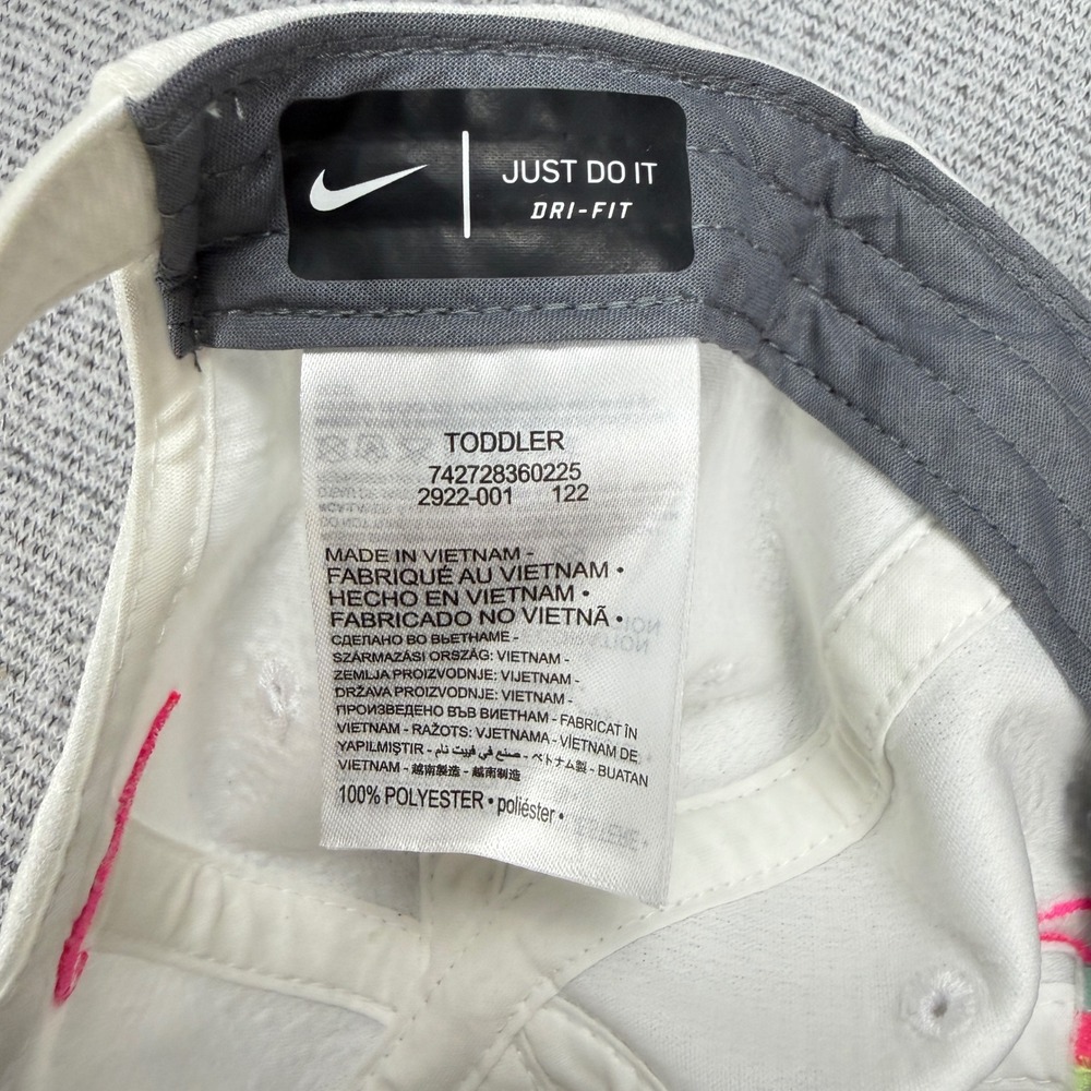 Nike Dri-FIT Toddler White Baseball Hat Multi Color Swoosh Rainbow Stitch - Picture 5 of 11